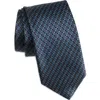 Canali Geometric Pattern Silk Tie In Blue