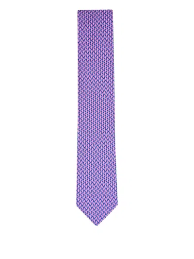 Canali Geometric-pattern Silk Tie In Purple