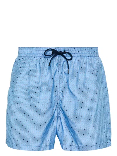 Canali Geometric-pattern Swim Shorts In Blue