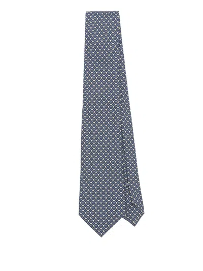 Canali Geometric-pattern Tie In Blue