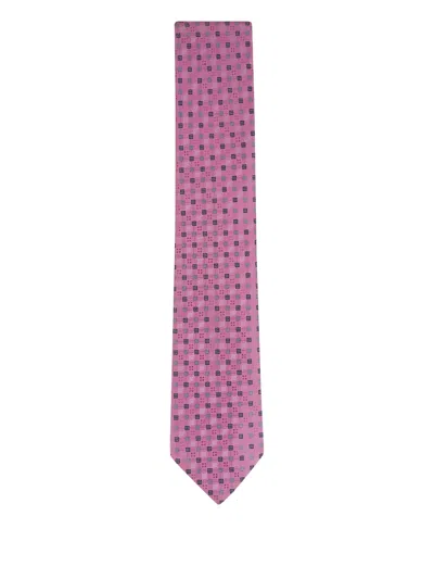 Canali Geometric-pattern Tie In Pink