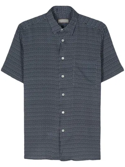 Canali Geometric-print Shirt In 蓝色