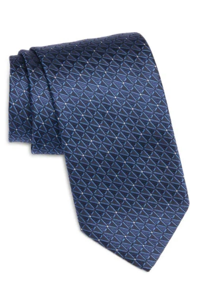 Canali Geometric Silk Jacquard Tie In Navy