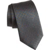 Canali Geometric Silk Tie In Blue