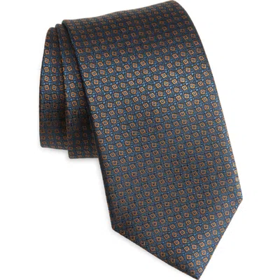 Canali Geometric Silk Tie In Blue