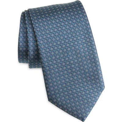 Canali Geometric Silk Tie In Blue