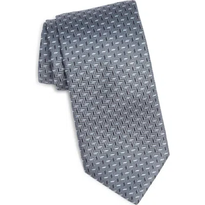 Canali Geometric Silk Tie In Gray