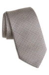 Canali Geometric Silk Tie In Brown