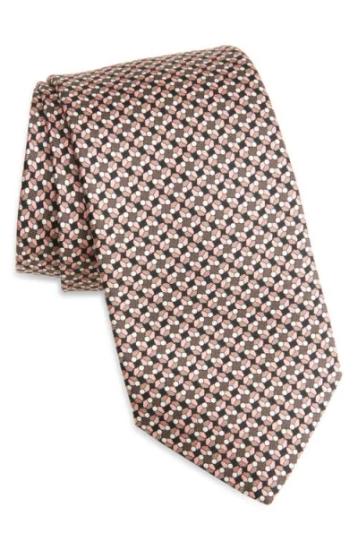 Canali Geometric Silk Tie In Gold