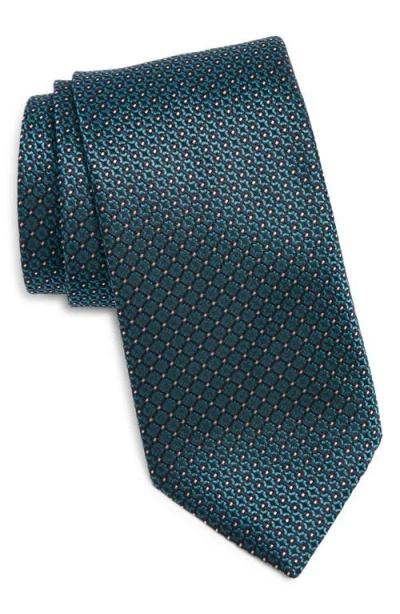 Canali Geometric Silk Tie In Green
