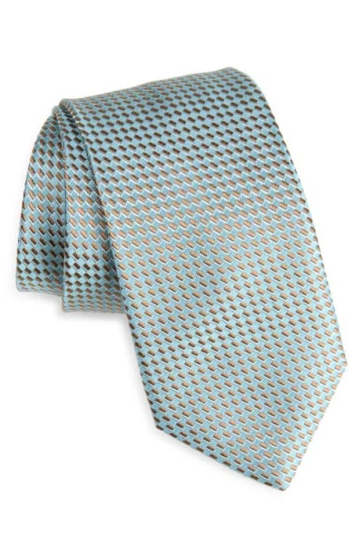 Canali Geometric Silk Tie In Green