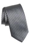 Canali Geometric Silk Tie In Grey