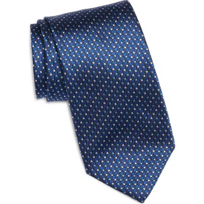 Canali Geometric Silk Tie In Navy