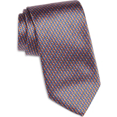 Canali Geometric Silk Tie In Orange