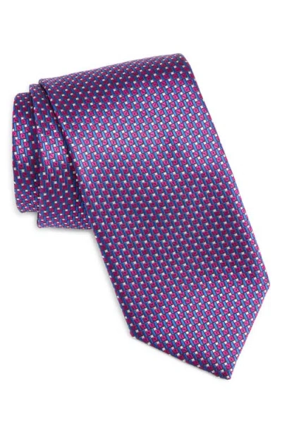 Canali Geometric Silk Tie In Purple
