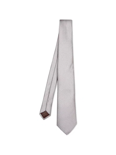 Canali Geometric-pattern Jacquard Tie In White