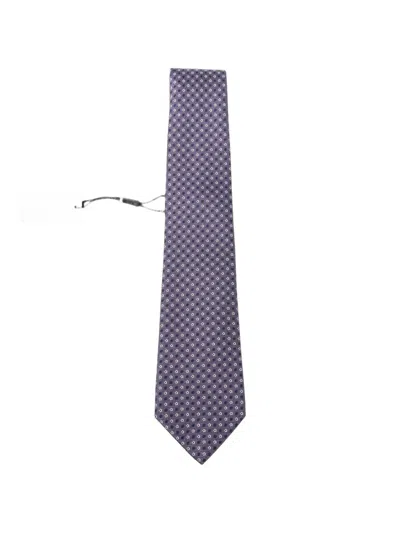 Canali Geometric-pattern Silk Tie In 퍼플