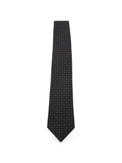 Canali Geometric-pattern Silk Tie In Black