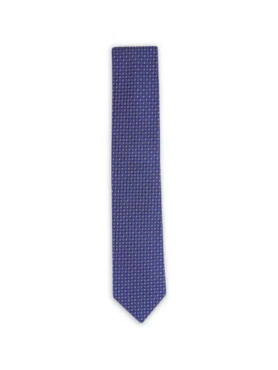 Canali Geometric-pattern Silk Tie In Blue