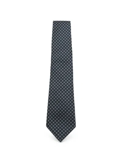 Canali Geometric-pattern Silk Tie In Blue