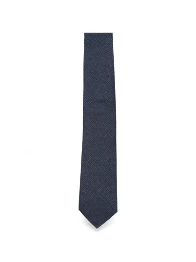 Canali Geometric-pattern Silk Tie In Blue