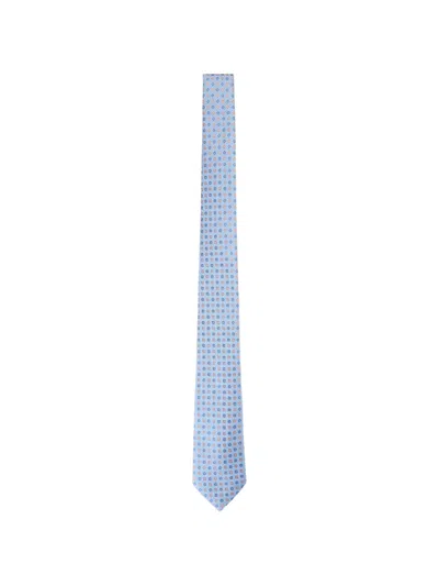 Canali Geometric-pattern Silk Tie In Blue