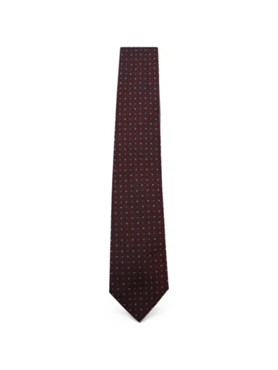 Canali Geometric-pattern Silk Tie In Brown
