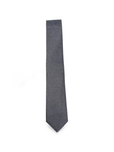 Canali Geometric-pattern Silk Tie In White