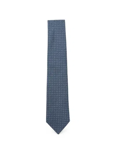 Canali Geometric-pattern Tie In Blue