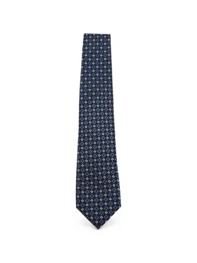 Canali Geometric-pattern Tie In Blue
