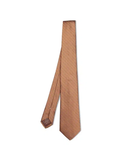 Canali Geometric-pattern Tie In Brown