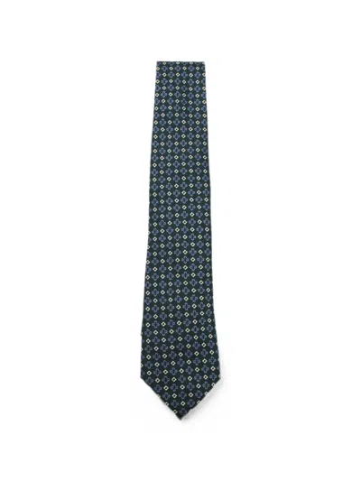 Canali Geometric-pattern Tie In Green