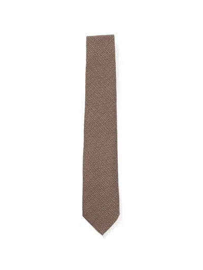 Canali Geometric-pattern Wool Tie In Brown
