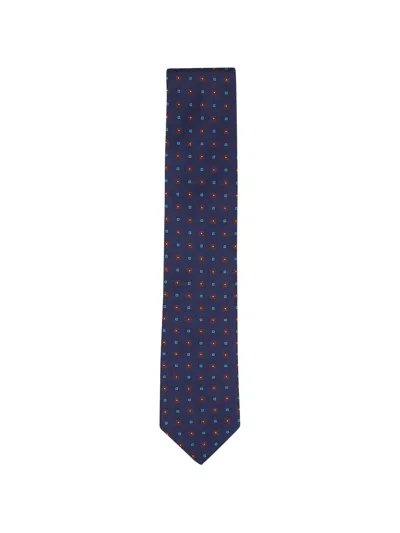 Canali Geometric-patterned Silk Tie In Blue