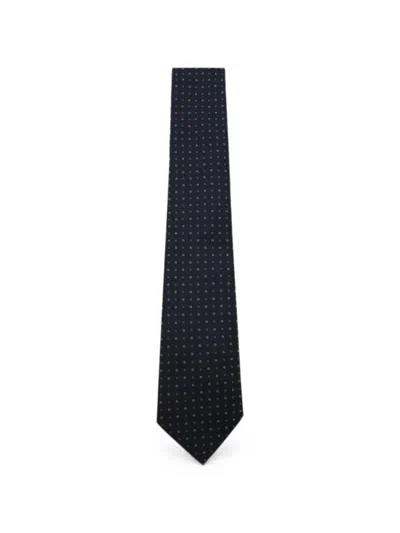 Canali Geometric-print Silk Tie In Blue
