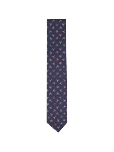 Canali Geometric-print Silk Tie In Blue