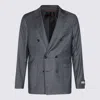 Canali Double-breasted Wool Blazer In Gray