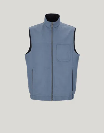 Canali Gilet Réversible En Mélange De Lin Et De Soie Bleu Layette Et Bleu In Blue