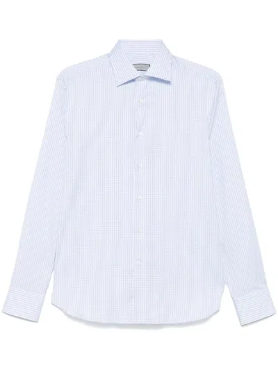 Canali Gingham Check Shirt In Blue