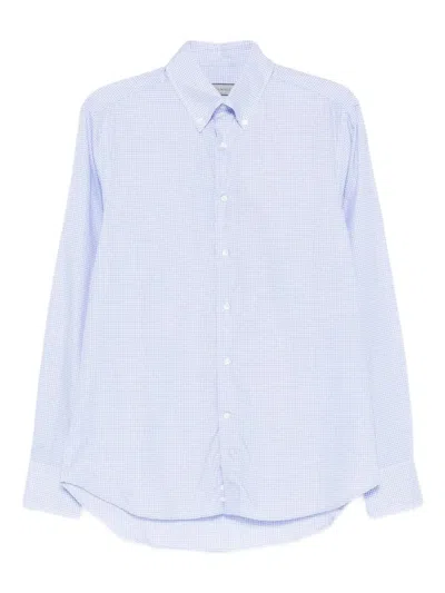 Canali Gingham-check Shirt In Gold