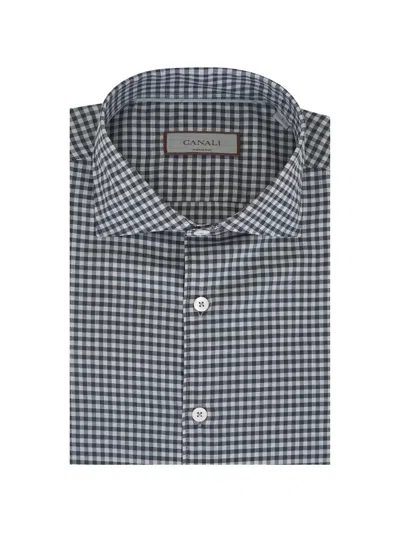 Canali Gingham-check Shirt In Green