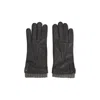 Canali Ribbed-trim Leather Gloves In Gold