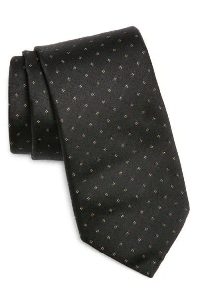 Canali Gold Microdot Silk Tie In Black