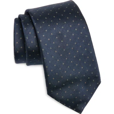 Canali Gold Microdot Silk Tie In Blue