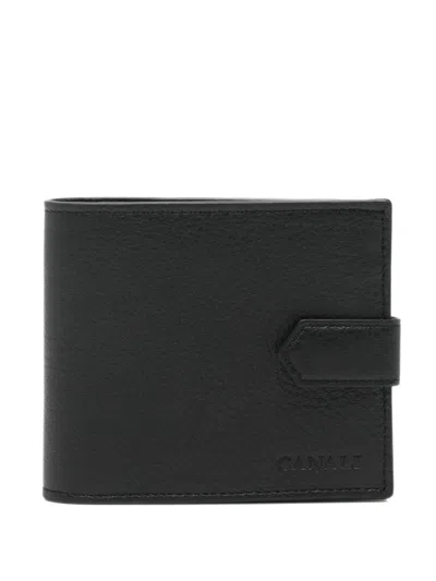 Canali Grained Leather Bifold Wallet In Pink