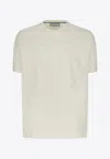 Canali White Microstructured Cotton T-shirt With Closed Hem In White