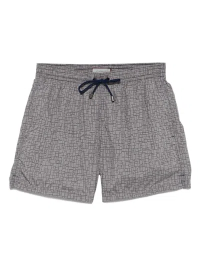 Canali Graphic-print Swim Shorts In Grey