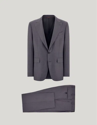 Canali Gray And Beige 150's Wool And Silk Modern-fit Suit With Pinstripes