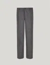 Canali Gray And White Relaxed Fit Stretch Wool Blend Pants In Gray