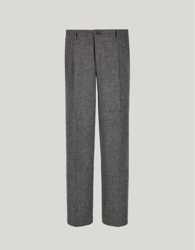 Canali Gray And White Relaxed Fit Stretch Wool Blend Pants